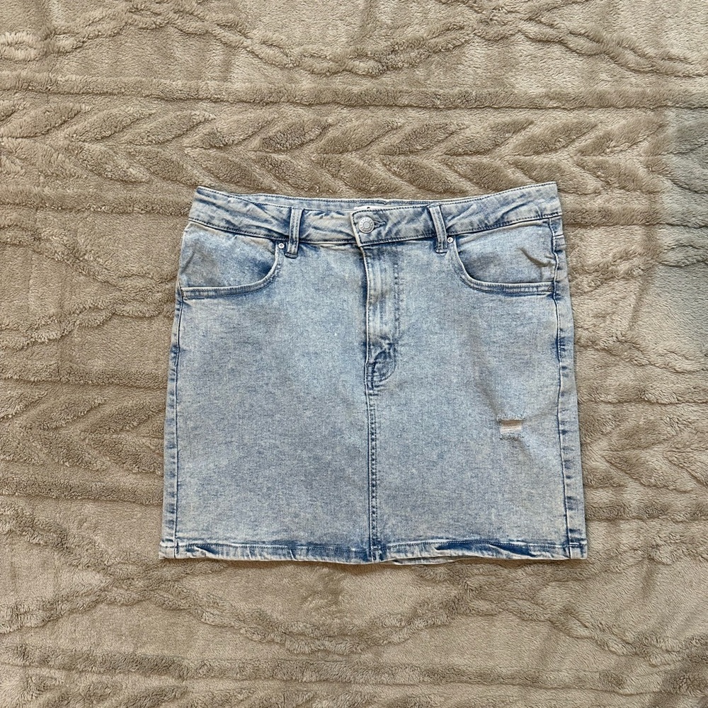 Refuge Light Blue Denim Mini Skirt